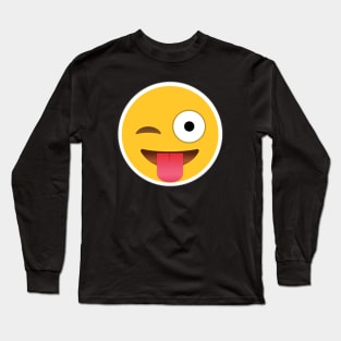 Winking Face with Tongue Emoji Long Sleeve T-Shirt